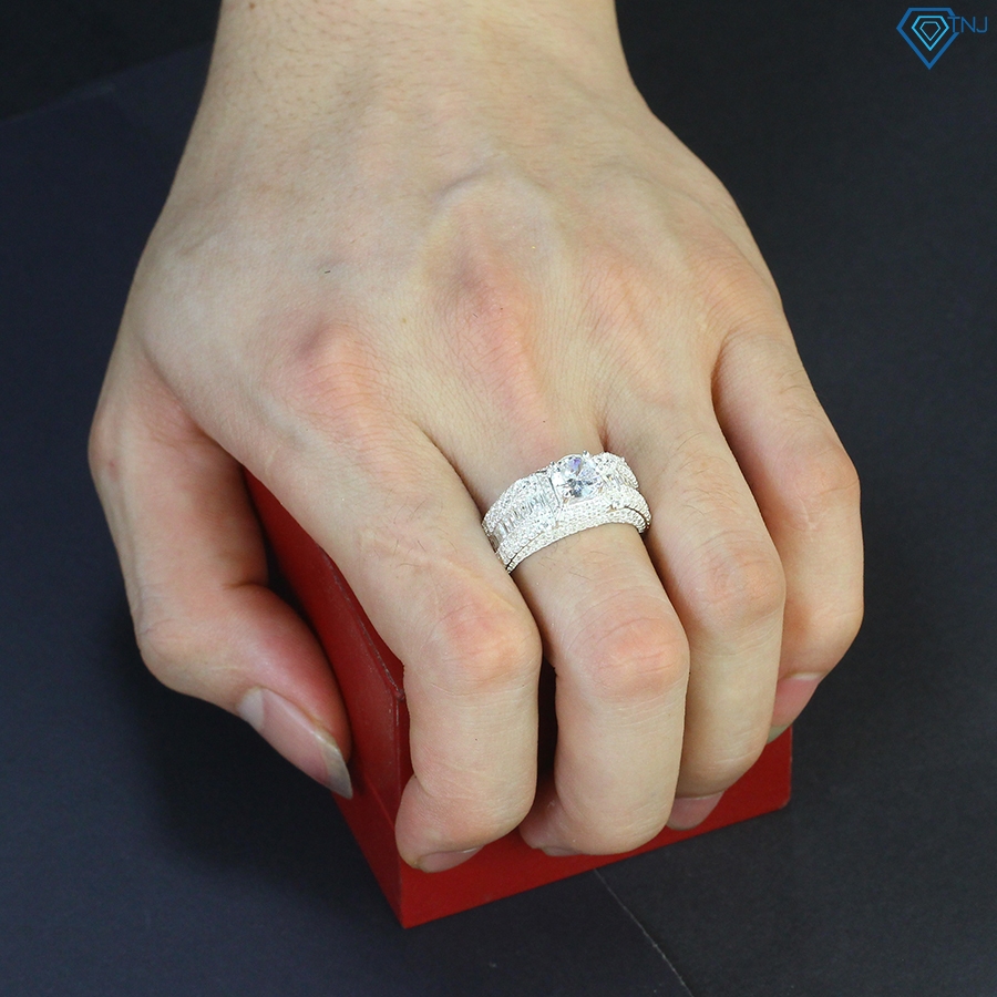 Nhẫn bạc nam đính đá Cubic Zirconia sang trọng, trang sức bạc 925 phong cách đơn giản NNA0456 - Trang Sức TNJ