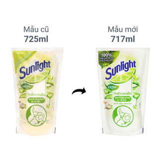 ( mẫu mới ) Nước rửa chén Sunlight Extra thiên nhiên muối khoáng và lô hội túi 717ml
