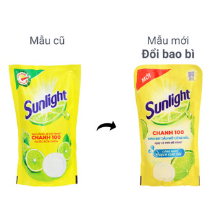 ( mẫu mới) Nước rửa chén Sunlight Chanh 100 chiết xuất chanh tươi túi 717ml
