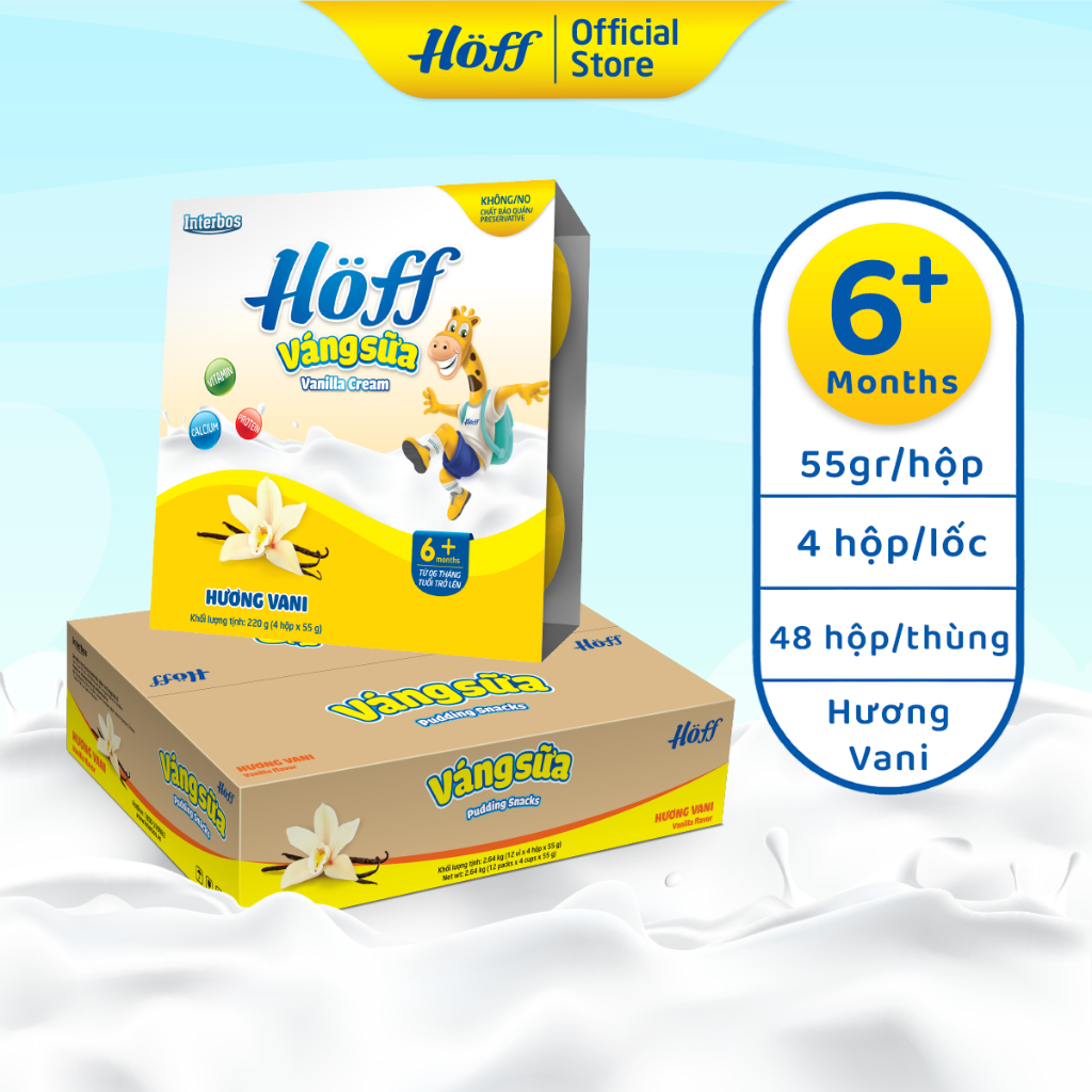 Váng Sữa vị VANI Hoff cho bé từ 6 tháng tuổi, giàu protein và canxi, tăng cường hệ miễn dịch - 1 THÙNG (12 Lốc/48 hộp)