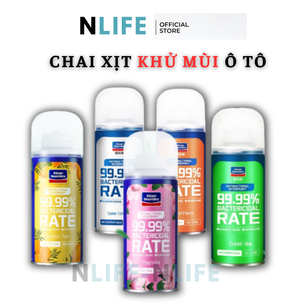 Chai xịt khử mùi và khử trùng ô tô Korper Besonders làm sạch không khí vệ sinh điều hòa máy lạnh xe hơi NLINE