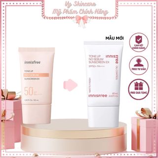 Mẫu Mới Kem chống nắng Innisfree màu hồng Tone Up No Sebum 50ml – Kiềm dầu và nâng tone