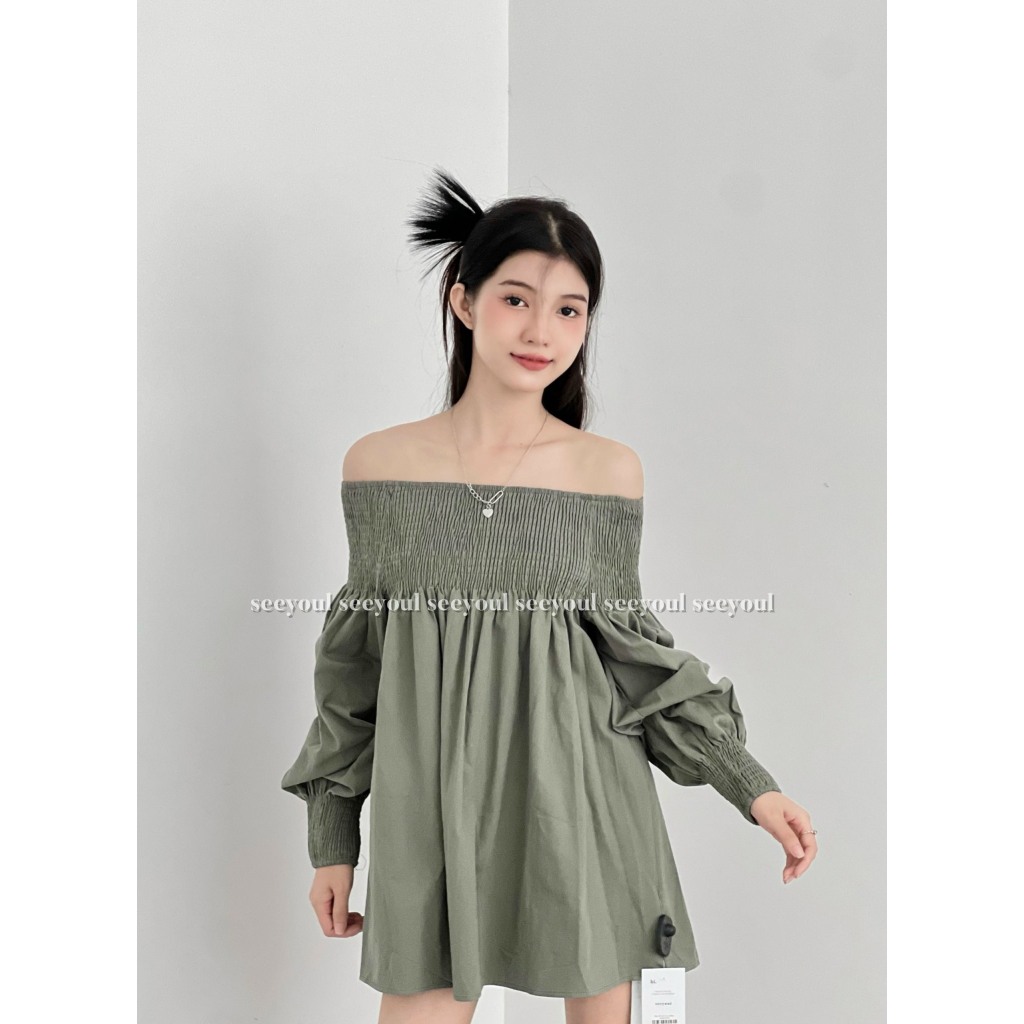 Váy trễ vai chun basic-4441