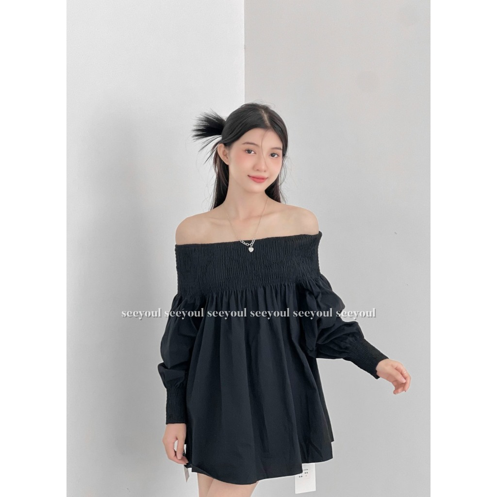 Váy trễ vai chun basic-4441