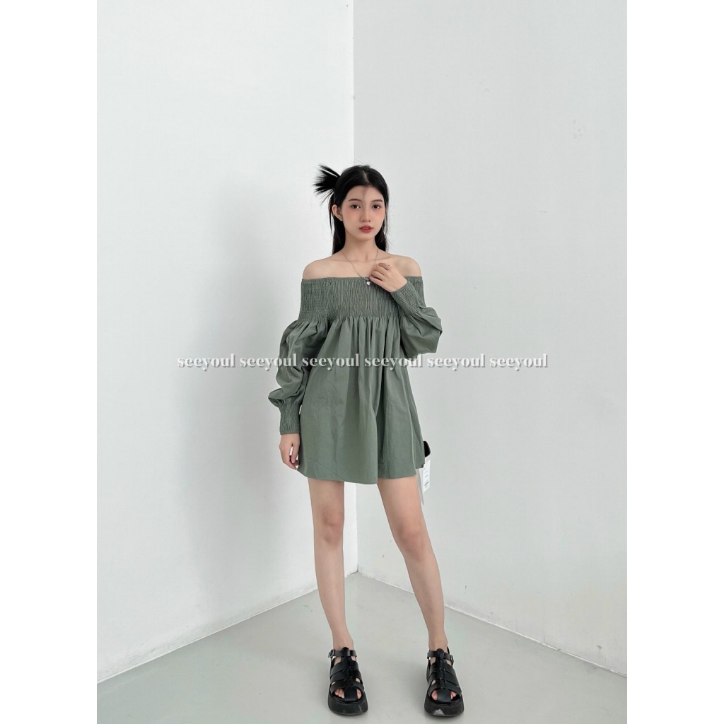 Váy trễ vai chun basic-4441