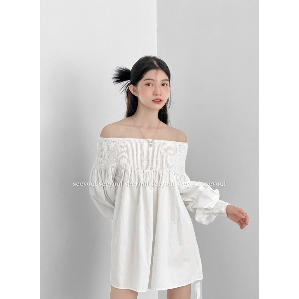 Váy trễ vai chun basic-4441