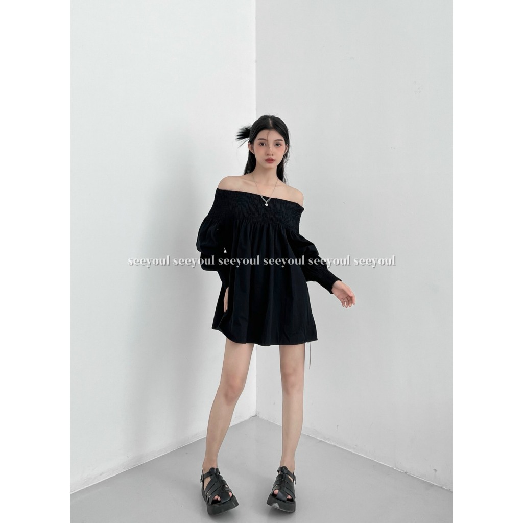 Váy trễ vai chun basic-4441