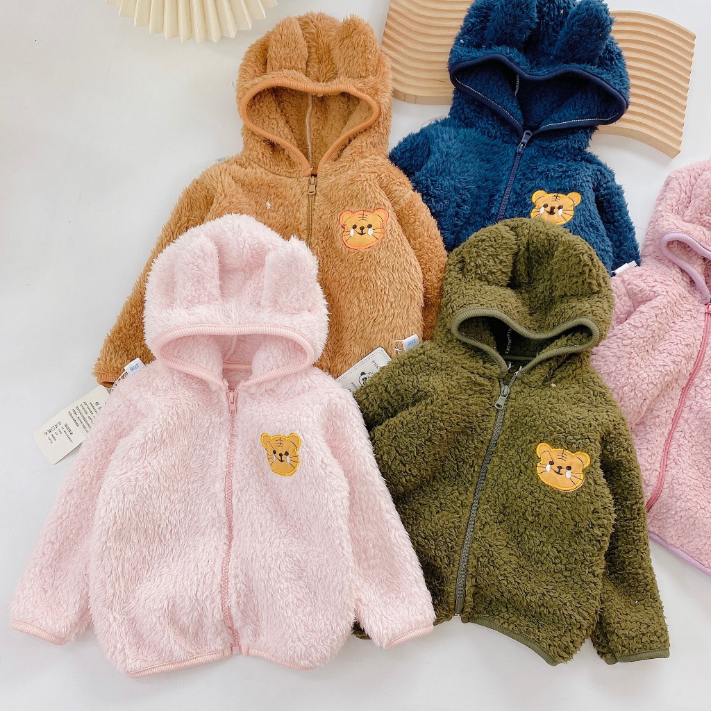 Áo khoác bé trai, bé gái chất liệu lông cừu hàng Quảng Châu cho bé từ 6 đến 14kg