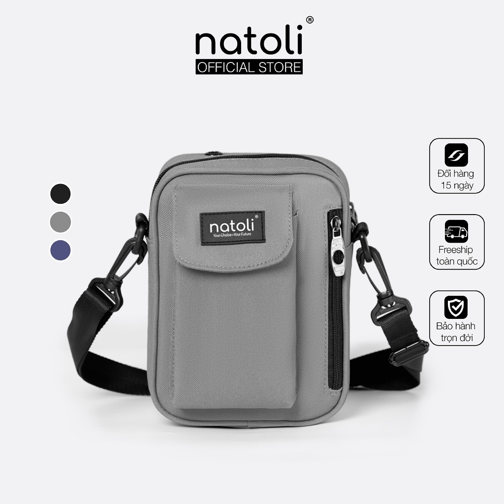 Túi đeo chéo nam nữ thương hiệu NATOLI chất vải canvas đi học đi chơi cá tính basic nhỏ gọn - Street Crossbag T1