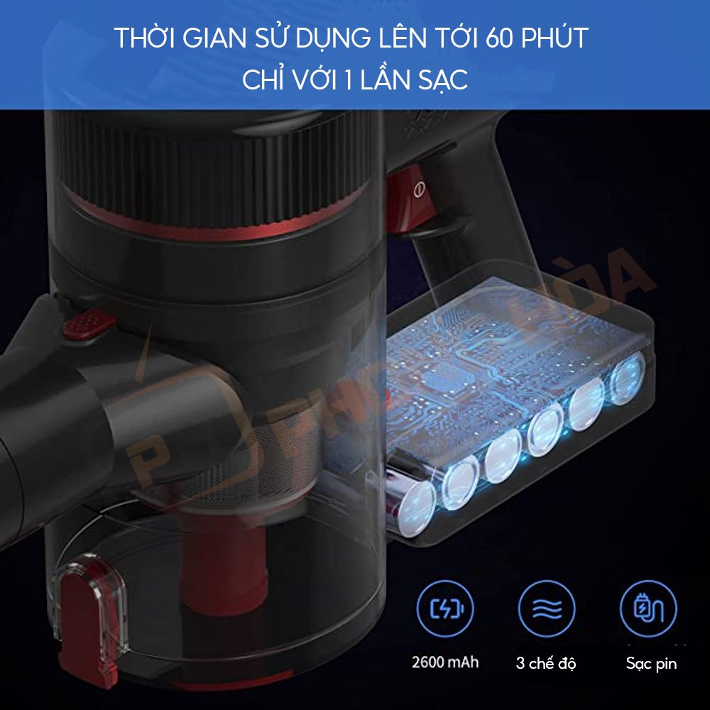 Máy hút bụi cầm tay pin rời Redkey P9 – Lực hút khủng 30,000 Pa