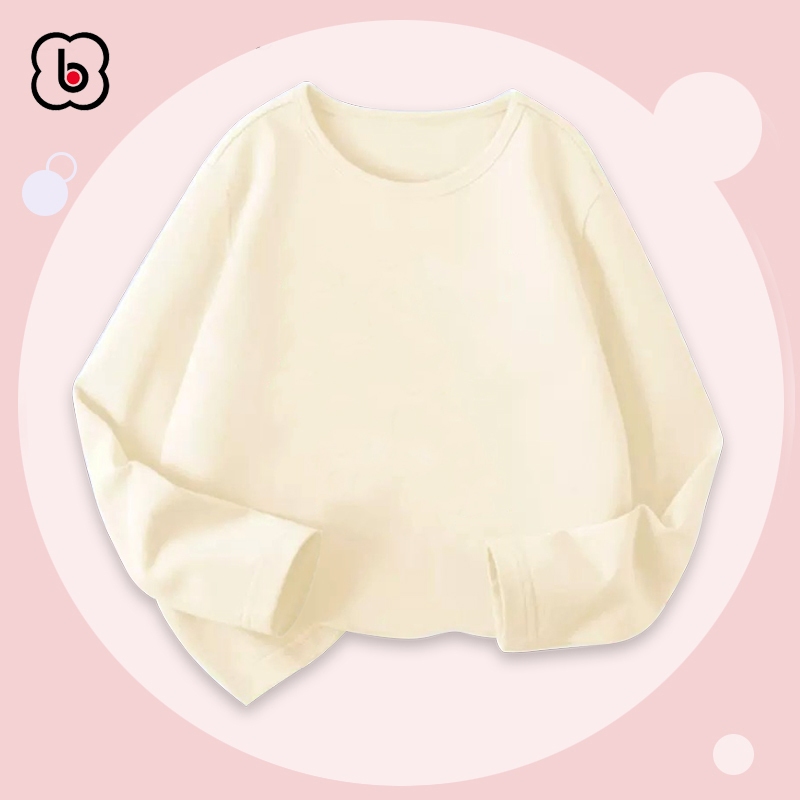 Áo thun trơn dài tay cho bé trai bé gái BabyloveGO mẫu mới 2024 áo thu đông cổ tròn chất thun cotton mềm mịn ADT01