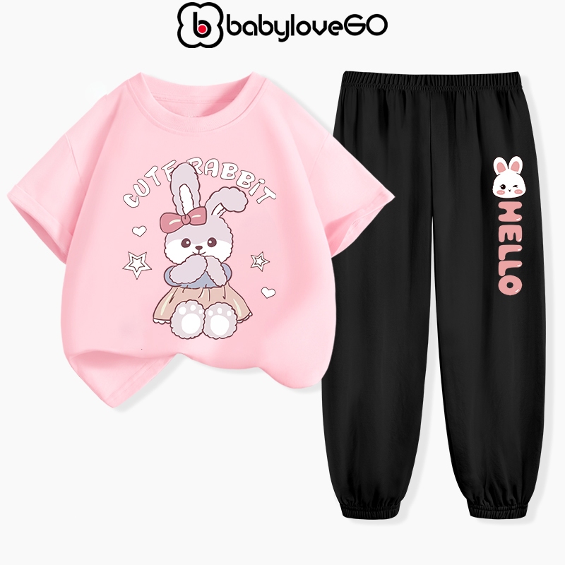 Đồ bộ bé gái BabyloveGO mẫu mới 2024 bộ đồ áo thun quần dài cho bé in hình dễ thương cute BRB30-35