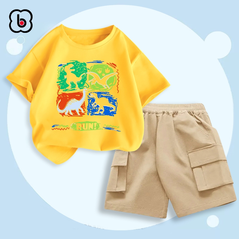 Bộ đồ bé trai BabyloveGO mẫu mới 2023 bộ áo thun quần kaki cho bé mềm mịn thoáng mát in hình độc đáo BKL21