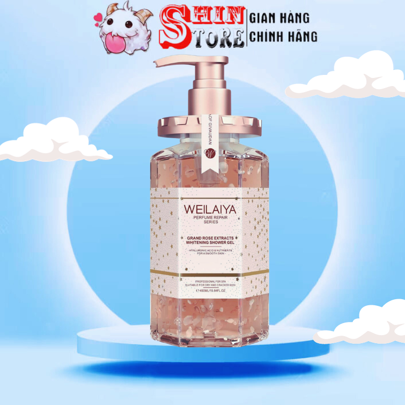 Sữa tắm Weilaiya trắng da cánh hoa hồng Damask 450ml,Sữa tắm nước hoa chính hãng