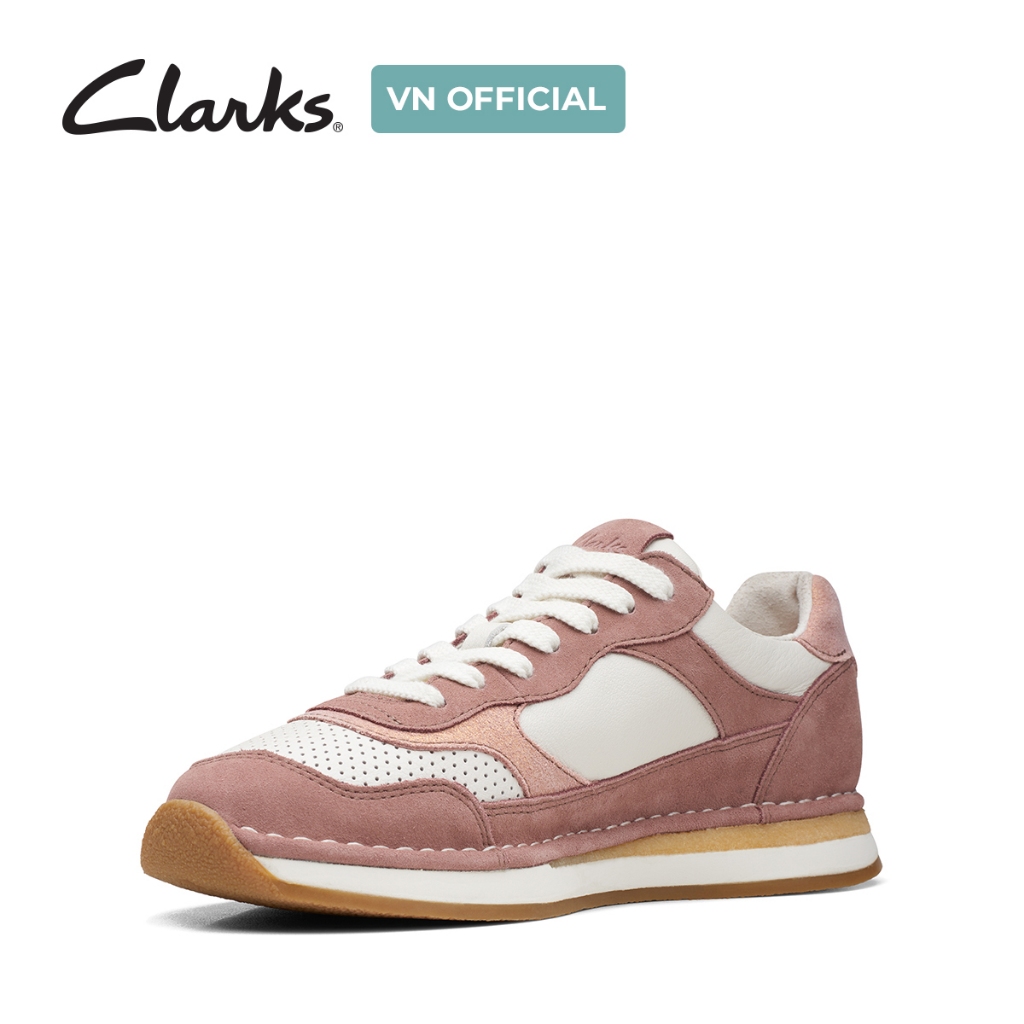 Giày thể thao da lộn nữ Clarks CraftRun Tor. màu Mauve Combi