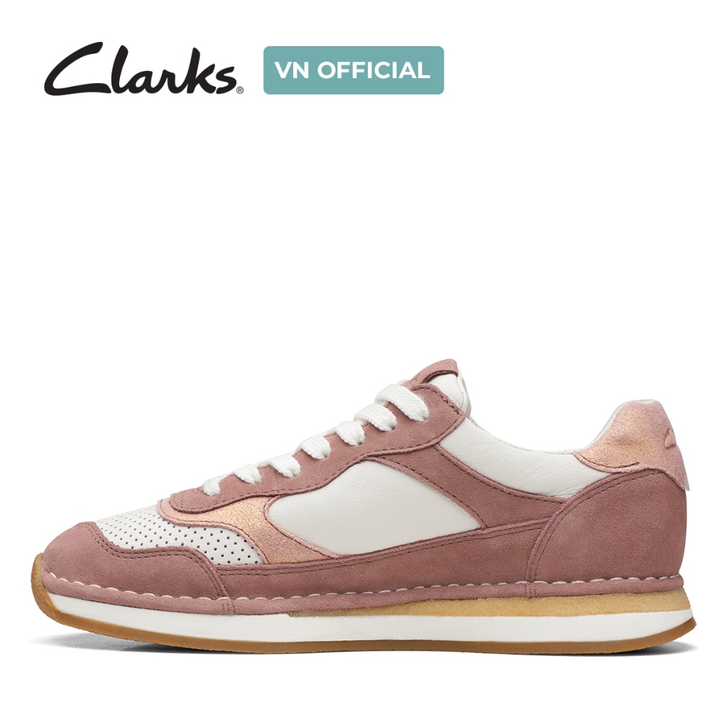 Giày thể thao da lộn nữ Clarks CraftRun Tor. màu Mauve Combi