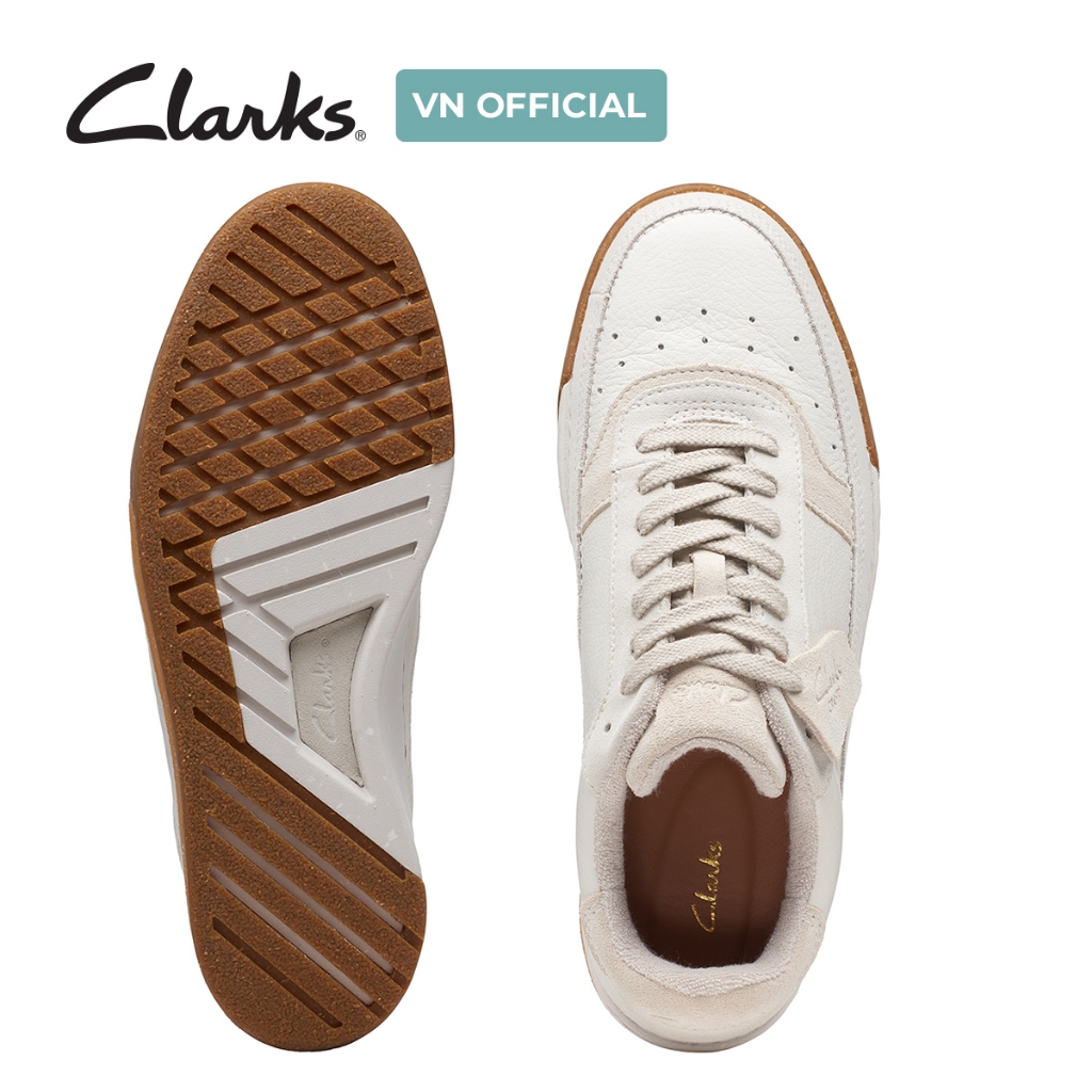 Giày thể thao da lộn nam Clarks CraftCourtLace màu White Combi