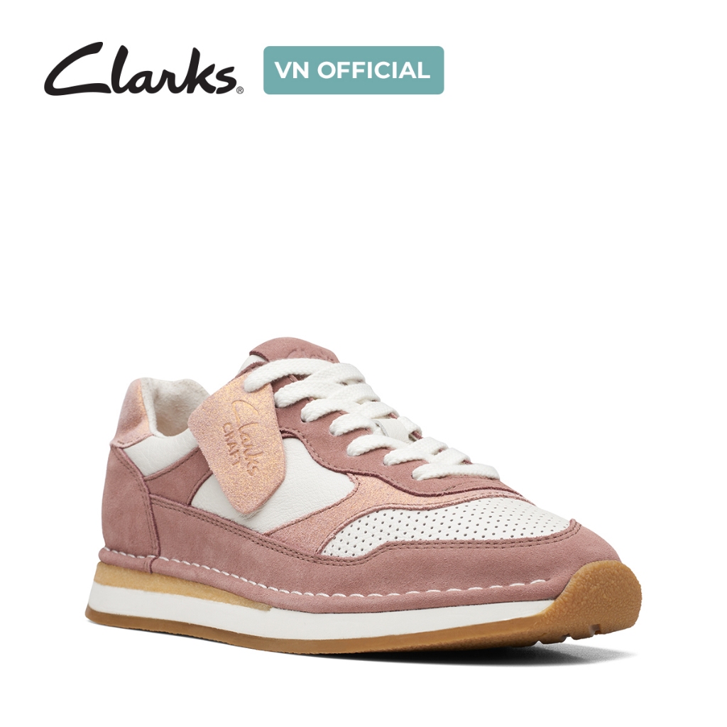 Giày thể thao da lộn nữ Clarks CraftRun Tor. màu Mauve Combi