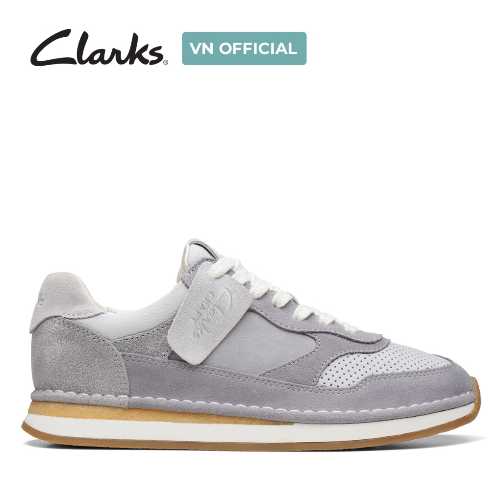 Giày thể thao da lộn nữ Clarks CraftRun Tor. màu Light Grey Combi
