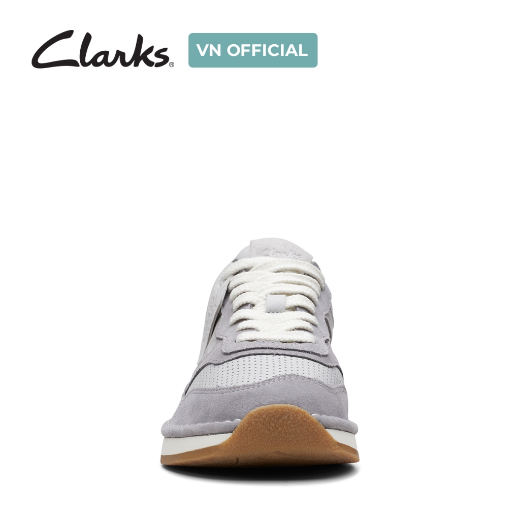 Giày thể thao da lộn nữ Clarks CraftRun Tor. màu Light Grey Combi