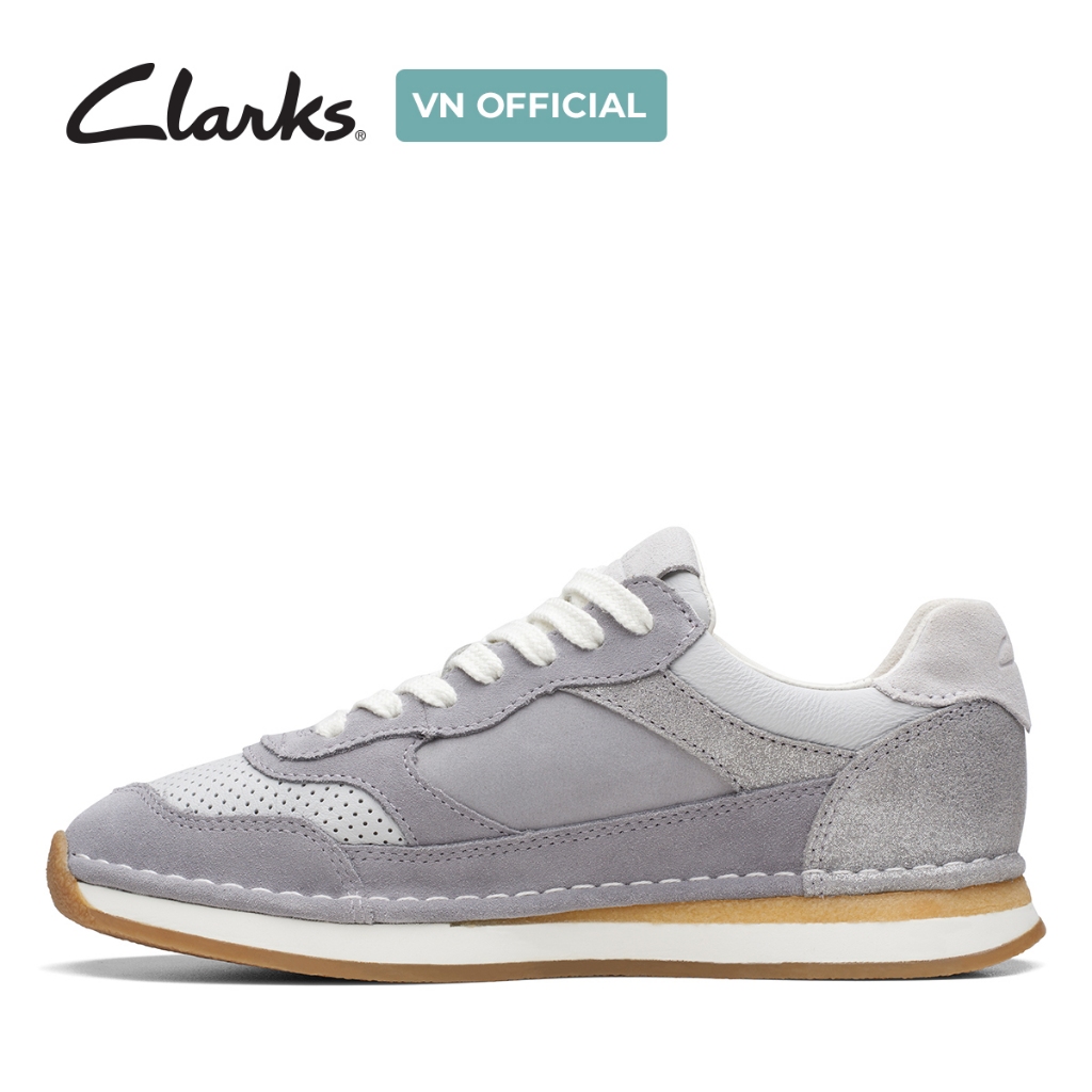 Giày thể thao da lộn nữ Clarks CraftRun Tor. màu Light Grey Combi