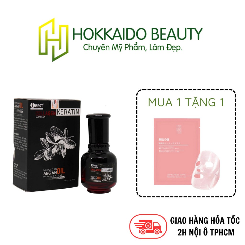 Tinh dầu hồi sinh tóc hư tổn iBEST Keratin Moroccan Argan Oil 60ml [ Hokkaido Beauty ]