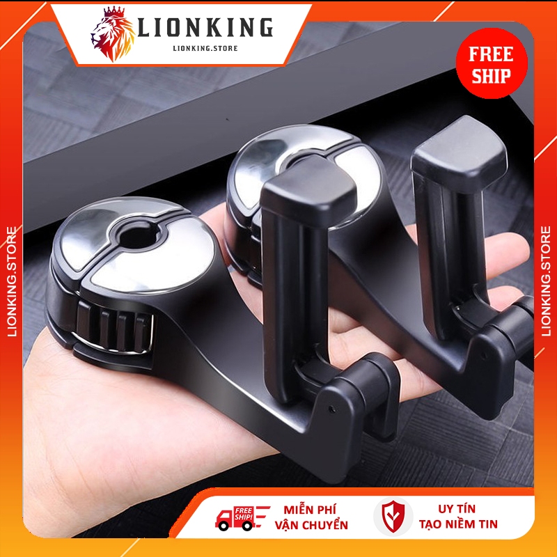 Móc treo đồ ô tô cài ghế sau kèm giá đỡ điện thoại có chốt khóa cổ ghế siêu chắc chắn LionKing Store