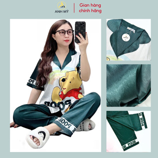 Đồ bộ nữ ANH MỸ pijama mặc nhà chất liệu lụa xước cao cấp chính hãng  tay ngắn quần dài SP0106 official.anhmy