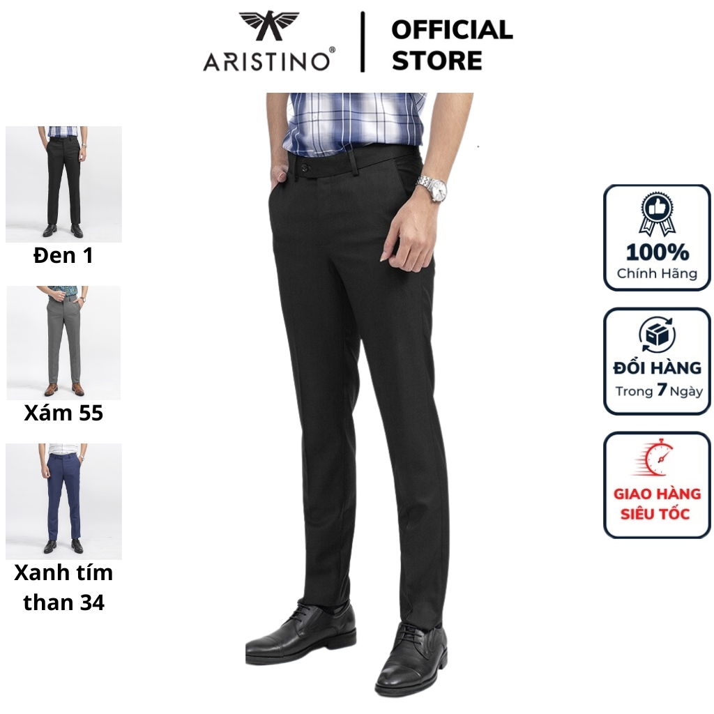 Quần âu tây công sở nam Aristino ATRR11 trơn màu dáng slim fit ôm nhẹ vải polyester cao cấp mềm mại đứng dáng