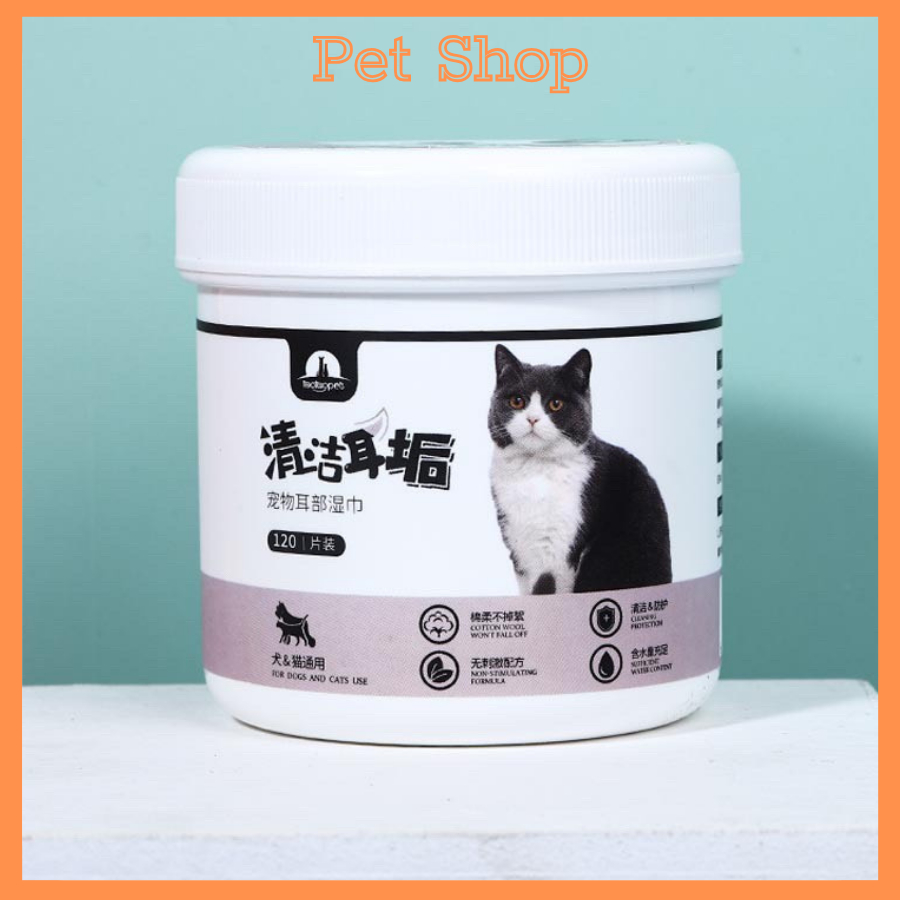 Khăn Ướt Lau Tai ố Mắt Vệ Sinh Tai Bẩn Cho Mèo,Chó, Thú Cưng Chiết Xuất An Toàn Tự Nhiên