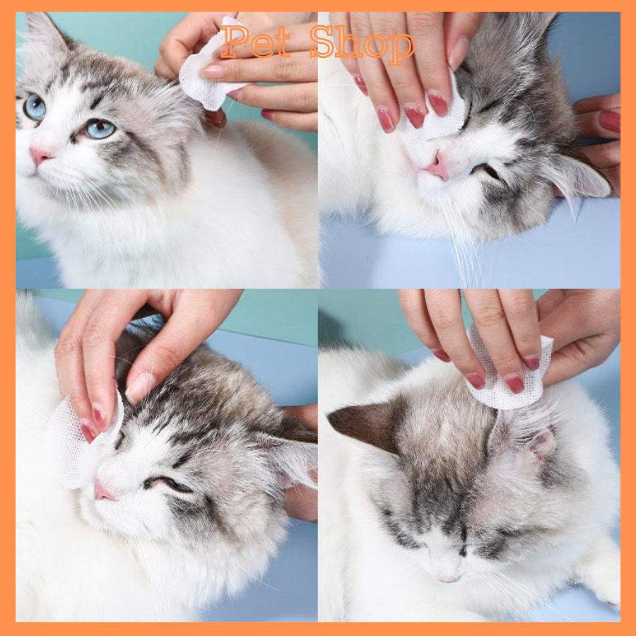 Khăn Ướt Lau Tai ố Mắt Vệ Sinh Tai Bẩn Cho Mèo,Chó, Thú Cưng Chiết Xuất An Toàn Tự Nhiên