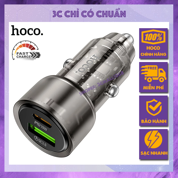 Tẩu sạc nhanh Z52 quick charge 38W cho ô tô xe hơi 2 cổng usb + type c | BigBuy360 - bigbuy360.vn