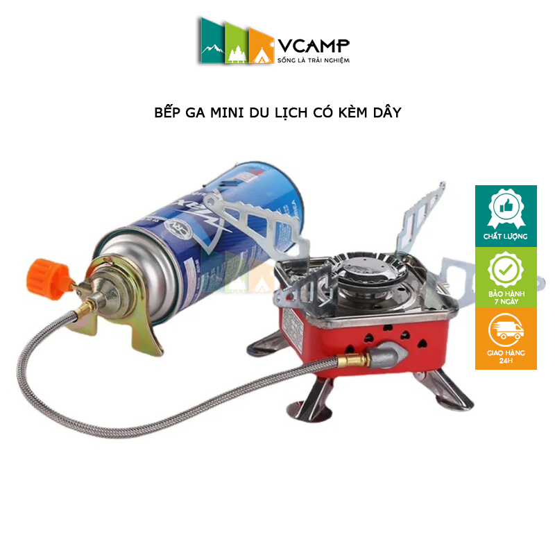 Bếp Ga Mini Gấp Gọn, Bếp Gas Dã Ngoại Du Lịch Đa Năng Tiện Dụng Phù Hợp Đi Phượt Kèm Dây - VCamp Official