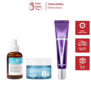 Combo 3 món kem dưỡng ẩm, serum và retinal B5 Prettyskin giúp cấp ẩm dưỡng trắng trẻ hóa da