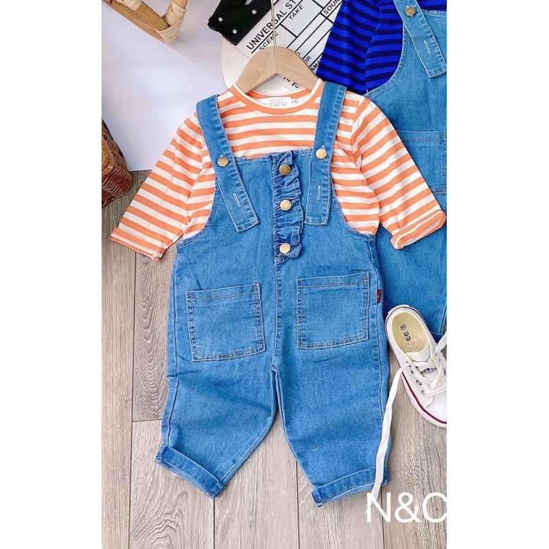 Yếm jean quần dài cho bé gái