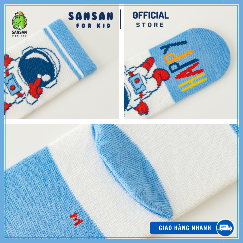 Set Tất Vớ Phi Hành Gia 5 Đôi Cao Cấp, Họa tiết xanh vũ trụ, vải cotton cao cấp, đi học đi chơi, quà tặng