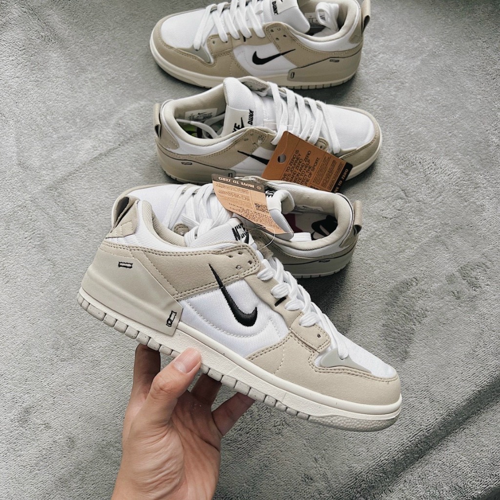 Giày Sneaker Sb Dunk Low Disrupt 2 Pale Ivory Black, Giày_Nike SB Dunk Low Black While Sb Dunk Low Kem móc đen hot 2023