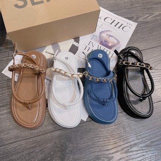 Sandal kẹp xích đế bánh mì mũi tròn