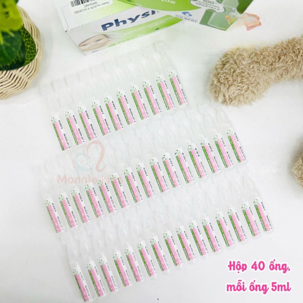 Nước muối sinh lý cho bé Physiodose Vegetale 40x5ml, muối vệ sinh tai mắt mũi - Monnie Kids