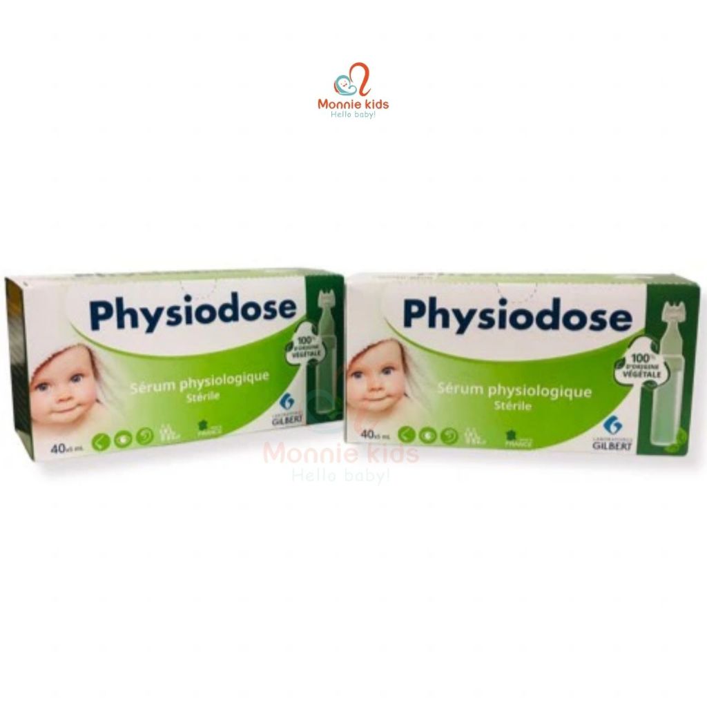 Nước muối sinh lý cho bé Physiodose Vegetale 40x5ml, muối vệ sinh tai mắt mũi - Monnie Kids