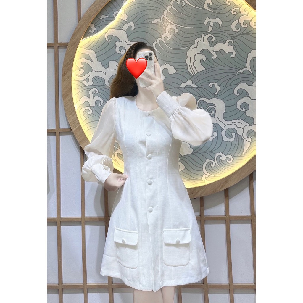 Váy weet li-en phối tơ cúc bọc