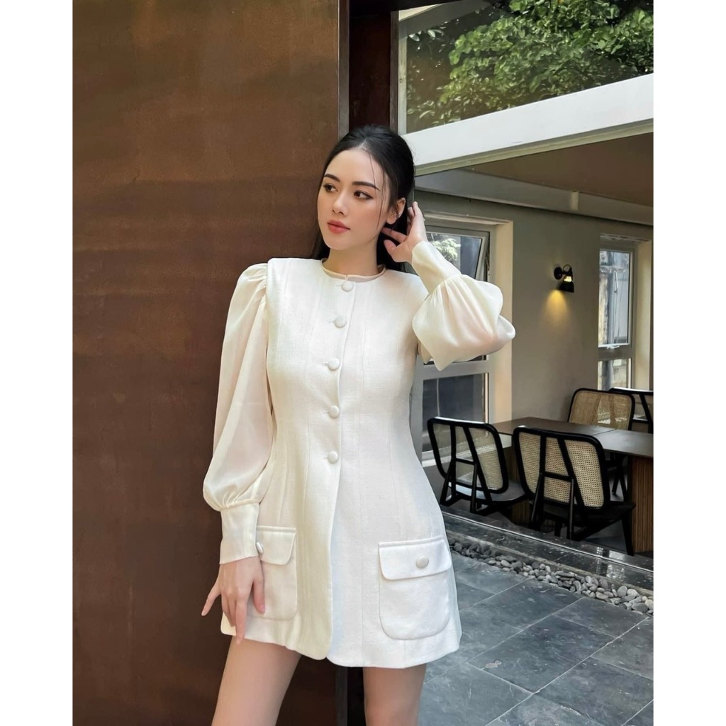 Váy weet li-en phối tơ cúc bọc