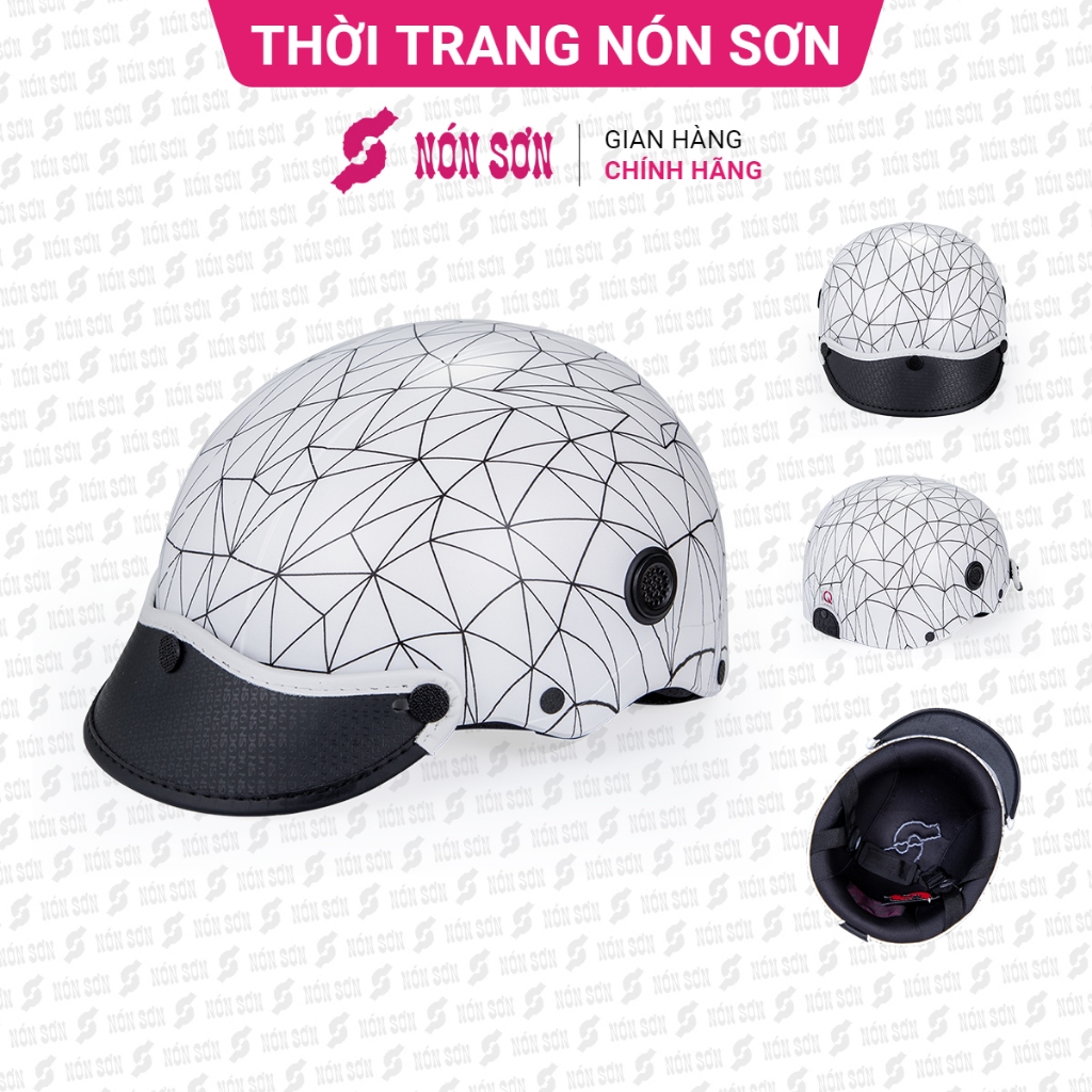 Mũ bảo hiểm nửa đầu lỗ thông gió hoa văn chính hãng NÓN SƠN MP-TR081