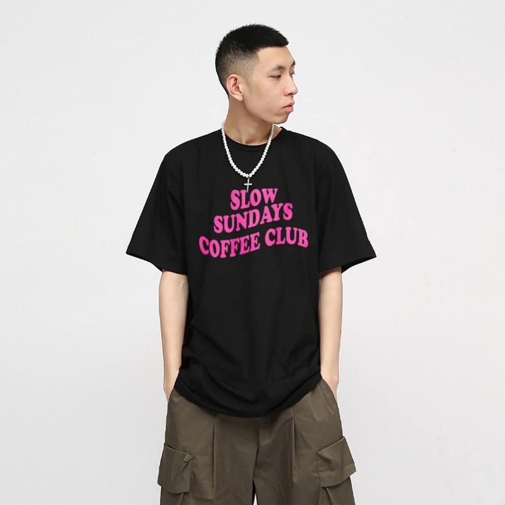 Áo thun form rộng tay lỡ vải cotton mềm mịn thoáng mát phong cách Hàn Quốc basic đơn giản Slow Sundays