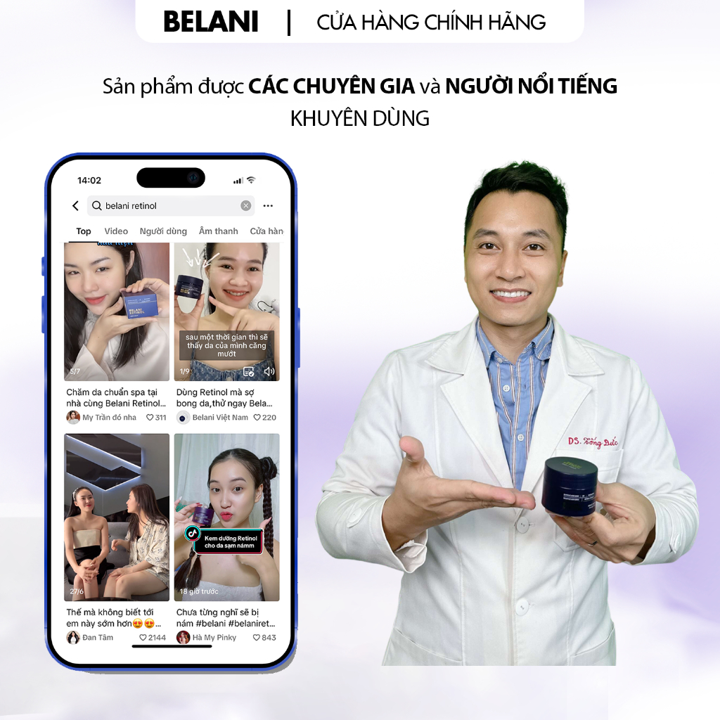 Belani Retinol 30ml Kem dưỡng ẩm MỜ NÁM & NẾP NHĂN