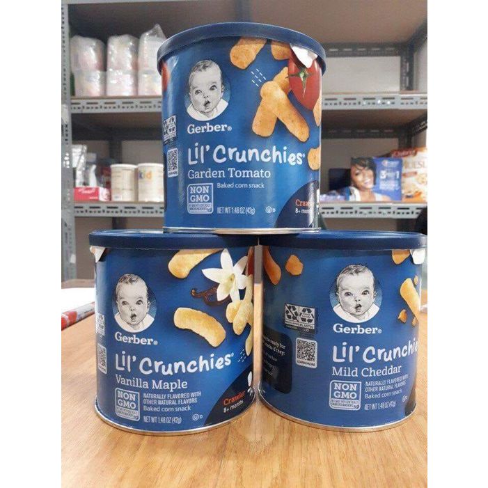 Bánh Gerber lùn Lil' Crunchies phô mai dạng que, đồ ăn dặm Gerber cho bé
