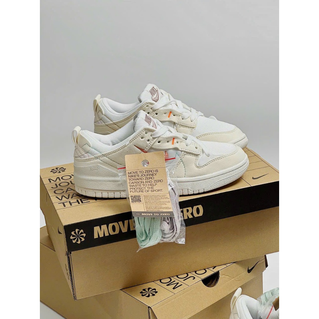 Giày Sneaker Sb Dunk Low Disrupt 2 Pale Ivory Black, Giày_Nike SB Dunk Low Black While Sb Dunk Low Kem móc đen hot 2023