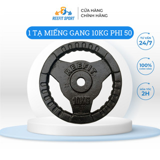 Tạ miếng gang tạ bánh gang 3 lỗ Reefit màu đen 10kg phi 50