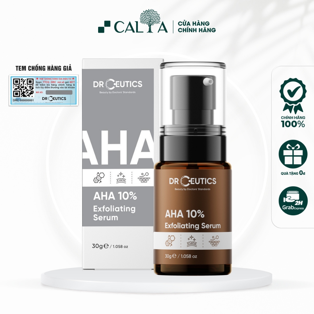 Tinh Chất Serum DrCeutics AHA 10% Exfoliating Serum Làm Sáng Da, Tẩy Da Chết Nhẹ Nhàng 30g