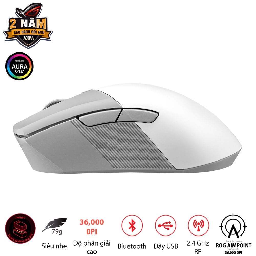 Chuột Gaming ASUS ROG Gladius III Wireless AimPoint White